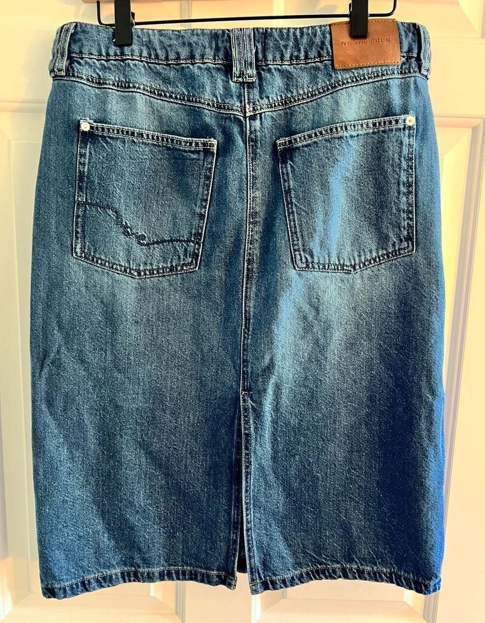 We The Free Women's Denim Midi Skirt 31 with Drawstring Waist - Picture 3 of 7